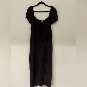 H&M Black Maxi Dress with Scoop Neck and Puff Sleeves